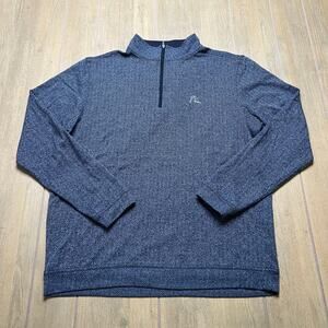 Rhoback Blue Gray Herringbone Jacquard Incredibly soft Performance Q-Zip Sz M